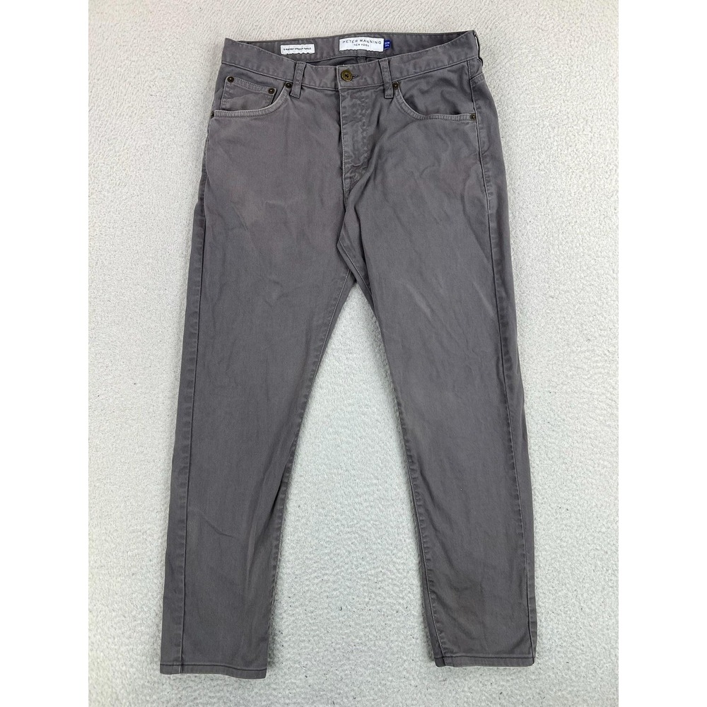 Peter Manning 5-Pocket Stretch Twills Jeans Mens 30x28 Gray Slim Tapered